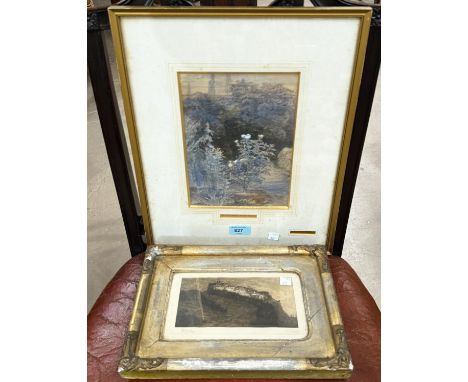J McWhirter A R A, In a Garden Near Kelso, water colour, attributed on mount, 24 x 17cm,&nbsp;framed and glazed and&nbsp; a s