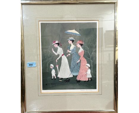 After Helen Bradley signed blind stamped print 'Light Go Gently' framed and glazed