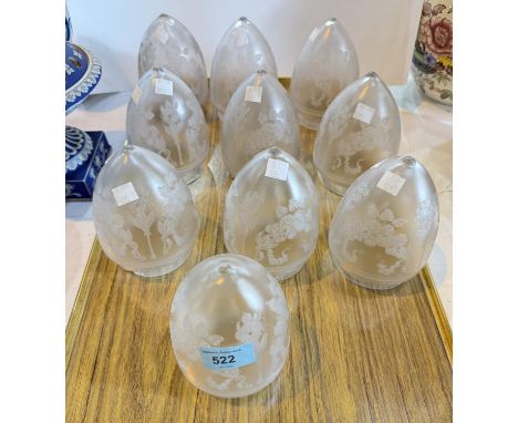 A set of 10 light shades with engraved decoration.