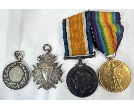 WWII Group of two medals to 78655 A.W.O.CL.II R ATKINSON TANK CORPS; two associated silver fobs.