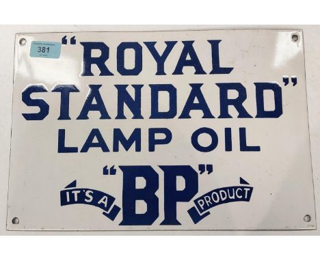 An enamel sign "Royal Standard Lamp Oil BP" length 36cm.