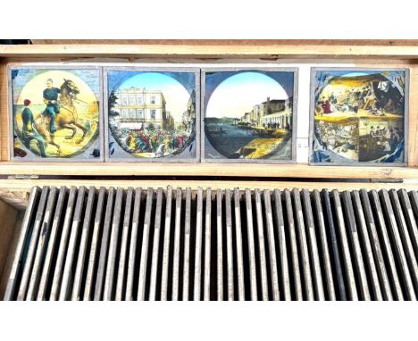 A cased set of 19th century lantern slides depicting General Gordon's Egypt campaign
