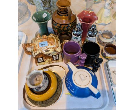 A selection of decorative pottery including Poole, Portmeirion, Carltonware, Royal Lancastrian, Devon etc.