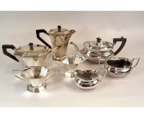 EPNS TEA SERVICES.
An EPNS, Art Deco four piece tea service, & other tea wares.