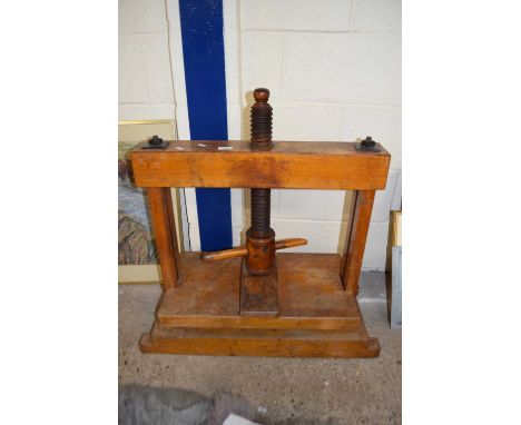 VINTAGE TABLE TOP WOODEN PRESS, 75CM WIDE