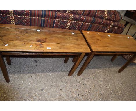 PAIR OF VINTAGE SCHOOL DESKS, 101CM WIDE