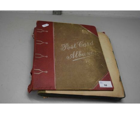 VINTAGE POSTCARD ALBUM CONTAINING A RANGE OF BLACK AND WHITE, MAINLY PORTRAIT, CARDS