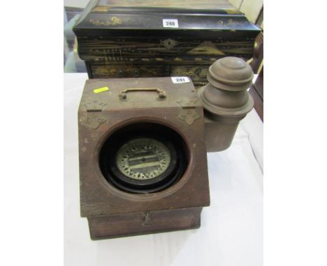 MARITIME, tabletop gimballed compass with brass candle compartment 
