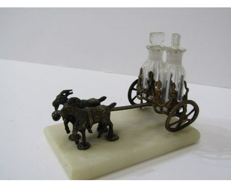 GRAND TOUR, a 19th Century novelty perfume flask holder, created as a goat drawn wagon, 3" width 