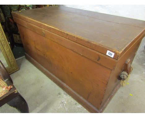 ANTIQUE CABIN TRUNK, fitted interior with twin rope handles, 42" width 
