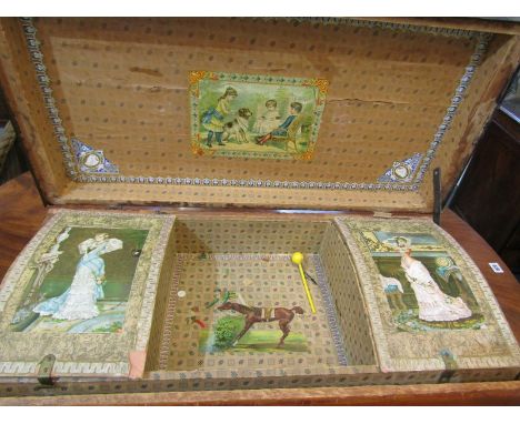 MINIATURE DOMED TRUNK, original pictorial fitted interior, 24" width 