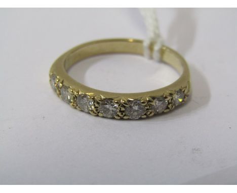 9ct YELLOW GOLD 7 STONE DIAMOND ETERNITY STYLE RING, bright well matched brillinat cut diamonds, totalling approx 0.50ct 