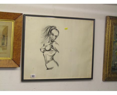 ALLEN JONES, signed lithograph dated 1967 "Erotic Portrait", 12" x 6" 