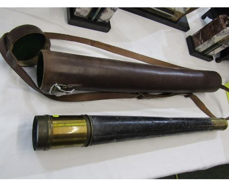 EDWARDIAN TELESCOPE, single draw leather cased telescope by Heath &amp; Co in original leather carrying case 