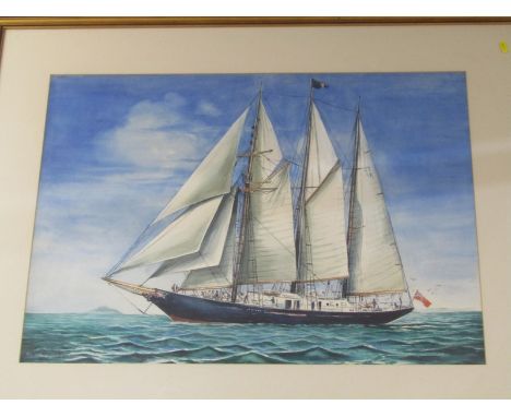 STUART ARMFIELD, signed watercolour "Ship Portrait of Sir Winston Churchill", 21" x 29" 