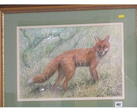 DICK TWINNEY, signed watercolour dated 1988, portrait of "Fox", 12.5" x 18" 