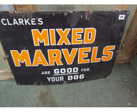 ADVERTISING, wall mounted enamel sign "Clark's Mixed Marvels", 18" x 26" 