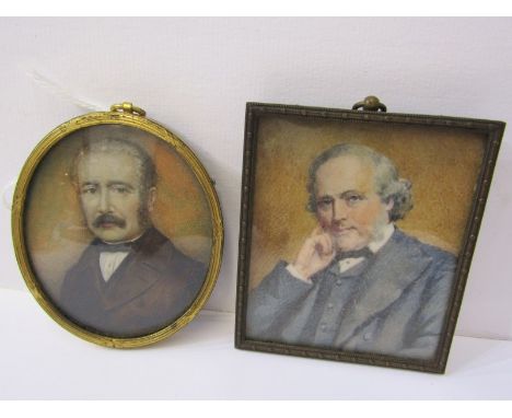 PORTRAIT MINIATURES, two Edwardian portraits on ivory of "Gentleman with a Bow Tie" 