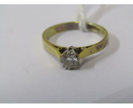 18ct YELLOW GOLD DIAMOND SOLITAIRE RING, approx 0.25ct, size M 