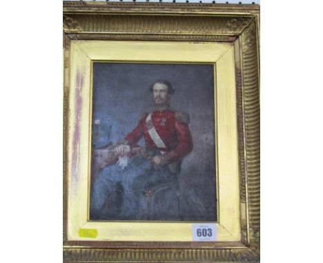 MILITARY PORTRAIT, oil on board "Portrait of Captain Patrick Alexander Robertson", further details on reverse, 8.5" x 6.5" 