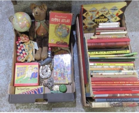Boxed Chad Valley Educational Globe Atlas and Bagatelle 9332, boxed Peall's Bombardo Pool and other vintage games etcShipping