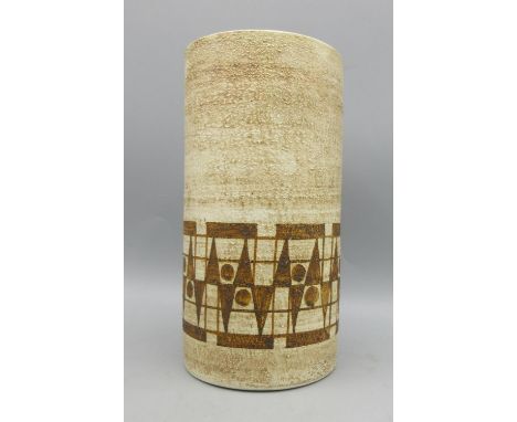 Troika Pottery cylindrical vase, abstract designs, H18.5cmShipping £38.00 plus vat (UK Only)