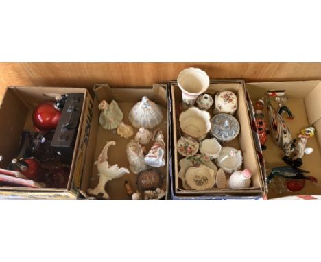 Two vintage soda siphons, collection of decorative glass, and a collection of decorative ceramics, and a Blessing clarinet (4