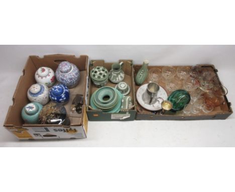 Mixed assortment of ceramics and glassware; glass dish in the style of Emanuel Beránek Skrdlovice 5199, Caithness glass vase 
