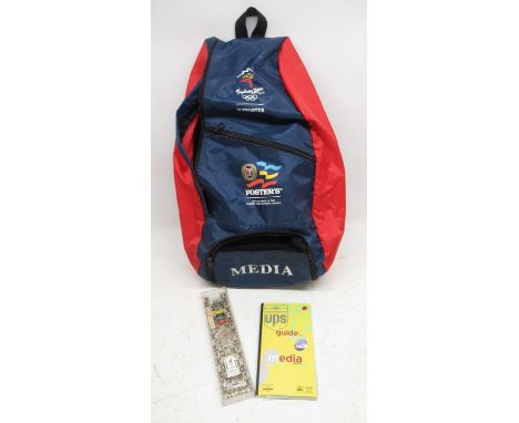 Swatch, 1996 Atalanta Olympic Games, Press Gala, quartz wristwatch, signed skeletonised Arabic dial, D34.3mm; 2000 Sydney Oly