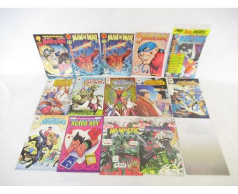 Large assorted collection of comics from Malibu Comics, Valiant Comics, Eclipse Comics, First Comics, Techno, Quality Comics,