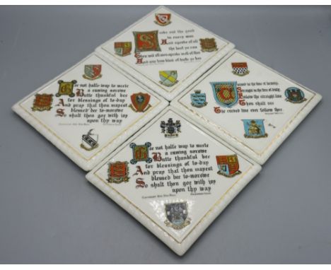 Four Goss China crested teapot stands; Richmond, Wandsworth and Putney, Chichester etc.Shipping £38.00 plus vat (UK Only)