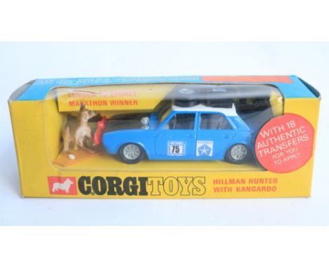 Vintage boxed Corgi 302 diecast Hillman Hunter with Kangaroo (London To Sydney Winner), model in superb condition for age, co