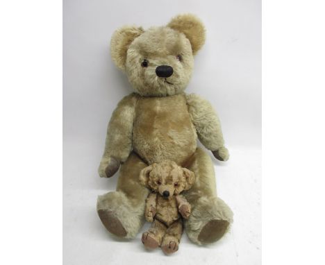 Two vintage golden teddy bears to include Chad Valley golden mohair bear H62cm and a Merrythought cheeky mohair teddy bear H2