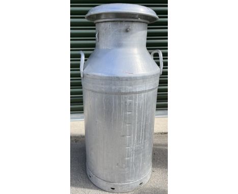 Large vintage aluminium milk churn, inscribed 'East Midlands Co-Op', H76cmShipping POA https://www.bradleys.ltd/quotation-req