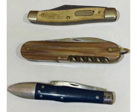 Two vintage pocket knives, Old timer with bone scales, Spanish IHER and a Joseph Rodgers budding knife (3)Shipping £28.00 plu