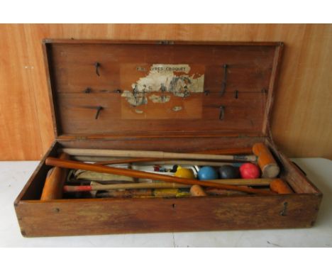 F.H. Ayres croquet set, likely Edwardian, L103cmShipping POA https://www.bradleys.ltd/quotation-request-form
