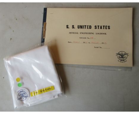 S.S. United States Official Engineering Logbook, Voyage No.149, March 5th 1959 - March 20th 1959 and S.S. United States table