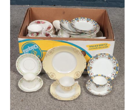 A group of assorted ceramic tea sets. Royal Kent, Maddock, Gainsborough examples etc.  