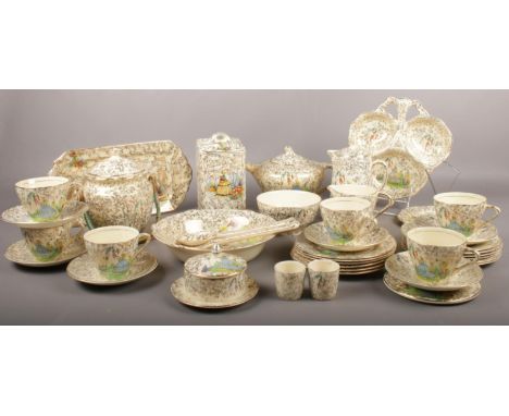 A quantity of 1950's Morley ware ceramic's. cups/saucers, teapot, coffee pot, milk jug, sugar bowl, serving platter examples 