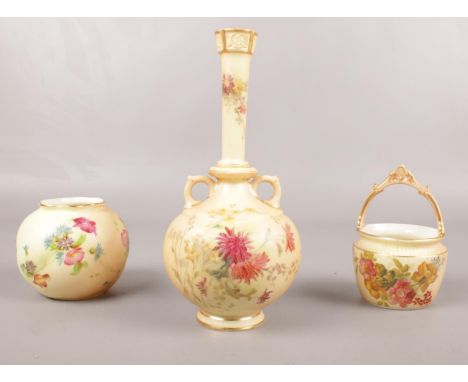 A group of Royal Worcester Blush Ware. Double handled vase no.784 example etc.  