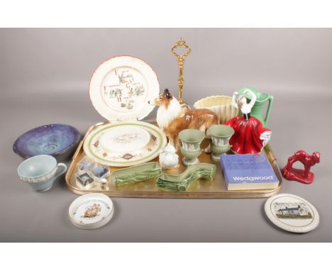 A tray of mixed ceramics. Includes Royal Doulton, Wedgwood, Sylvac etc.  