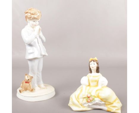 Two Royal Worcester figures. 'Luke' from the 'I pray' series limited edition 1169/2,000 &amp; 'Bridesmaid'.  