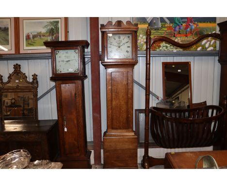 An oak long case clock by D. Bright of Saxmundham, 30 hour movement, 200cm high overall