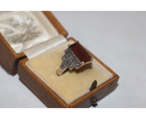 A Sterling silver Art Deco style ring, size M/N