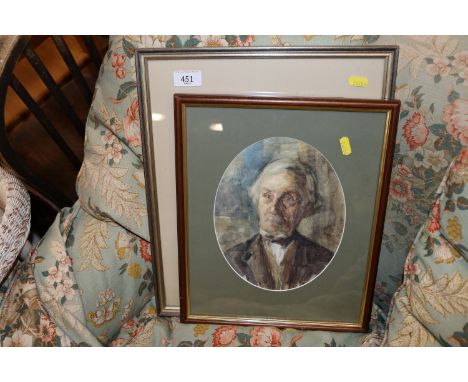 L.C. Alford, watercolour study, signed and dated 1923; and a watercolour portrait study