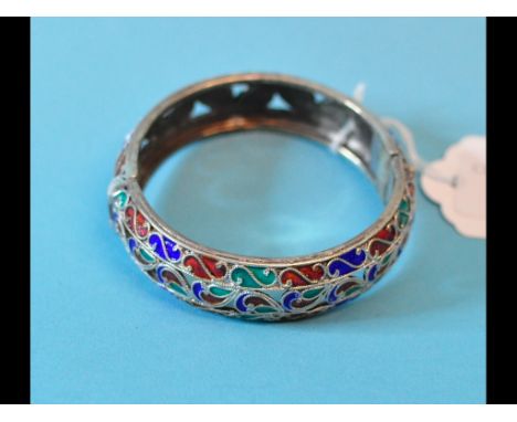 A Russian style enamel bangle