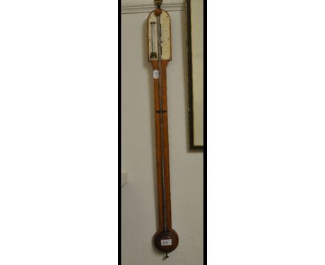 A stick barometer, the ivorine register signed Newton & Co Opticians To The Queen, 3 Fleet St, 91.5 cm high