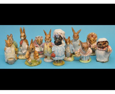 Thirteen Beswick Beatrix Potter figures, including Chippy Hackee and Pig-Wig, all BP-3b (13) 