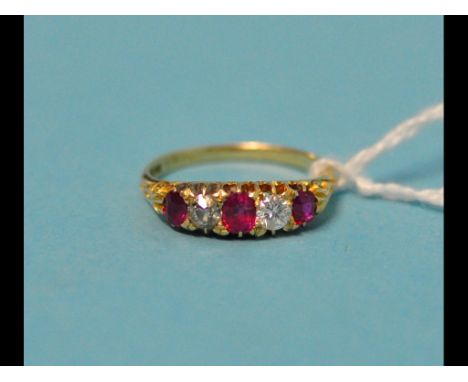 An 18ct gold, ruby and diamond ring, approx. ring size N½
