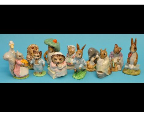 Twelve Beswick Beatrix Potter figures, including Thomasina Tittlemouse and Chippy Hackee, all BP-3c (12)